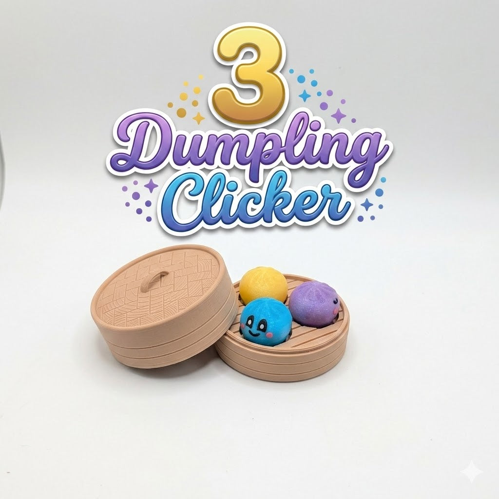 Dumpling Clicker Fidget Toy in Steamer Basket