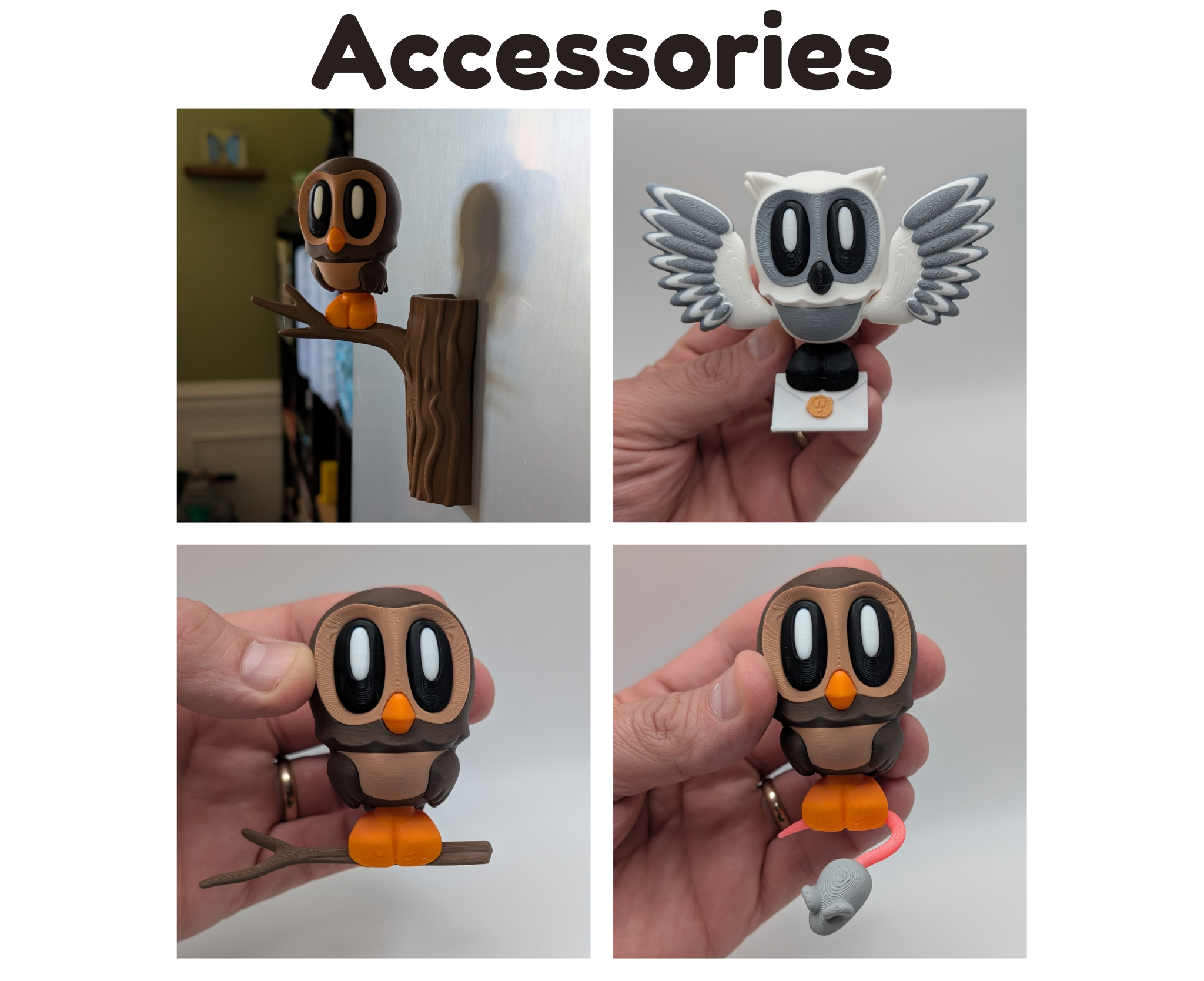 Snowy Blob Owl Desk Buddy: Forest Animal Decor with Optional Magnetic Perch