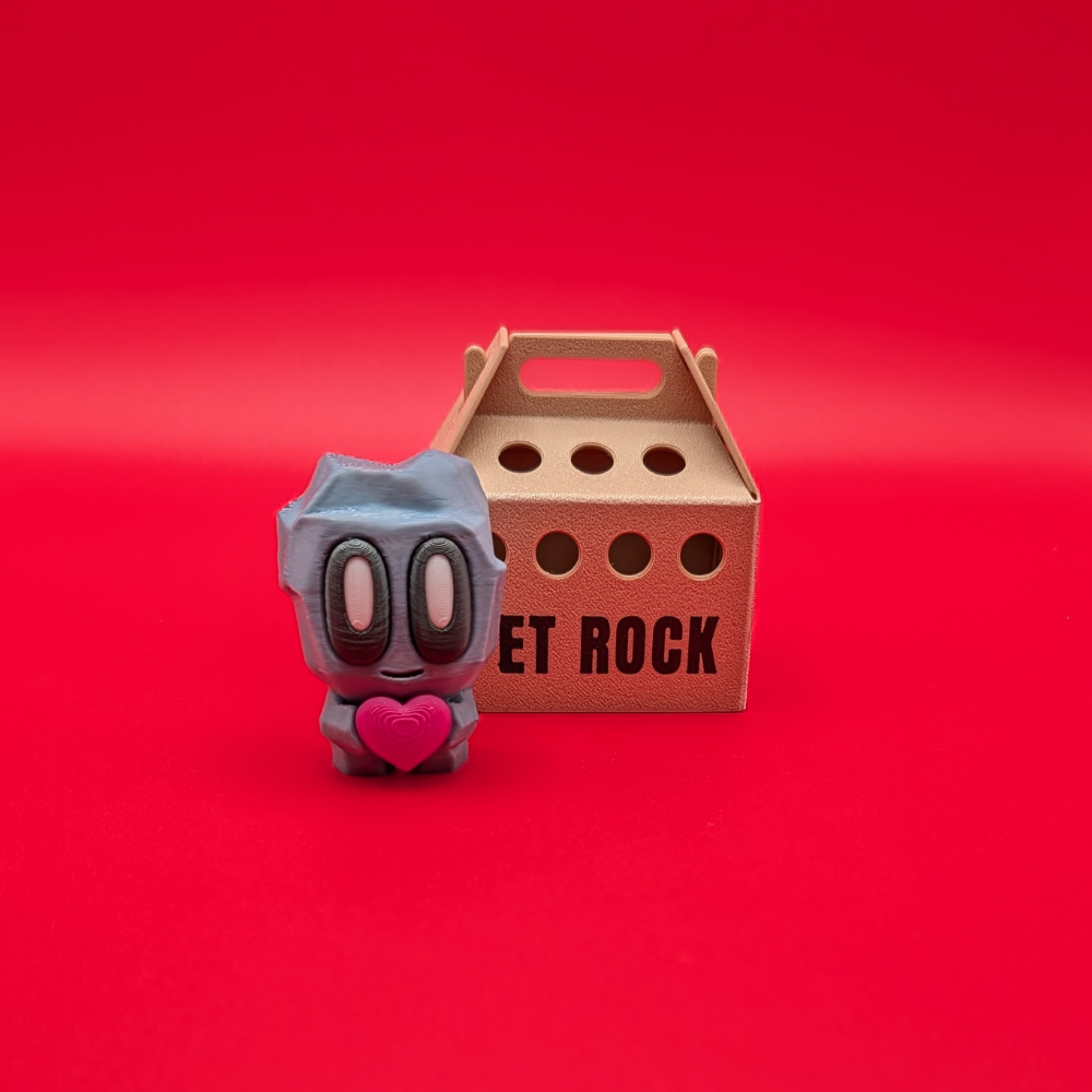 Heart Blob Rock | Valentine's Pet Rock with Carrier Box