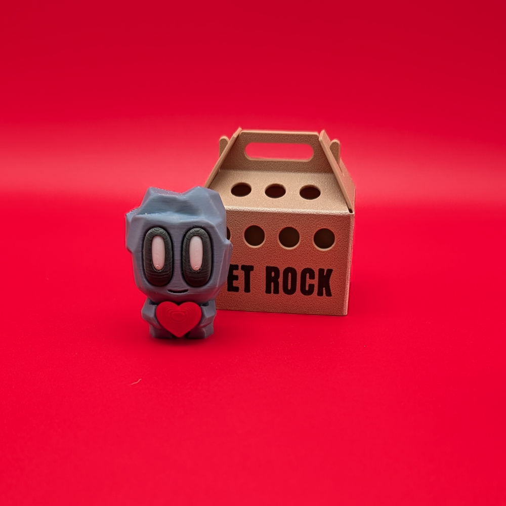 Heart Blob Rock | Valentine's Pet Rock with Carrier Box
