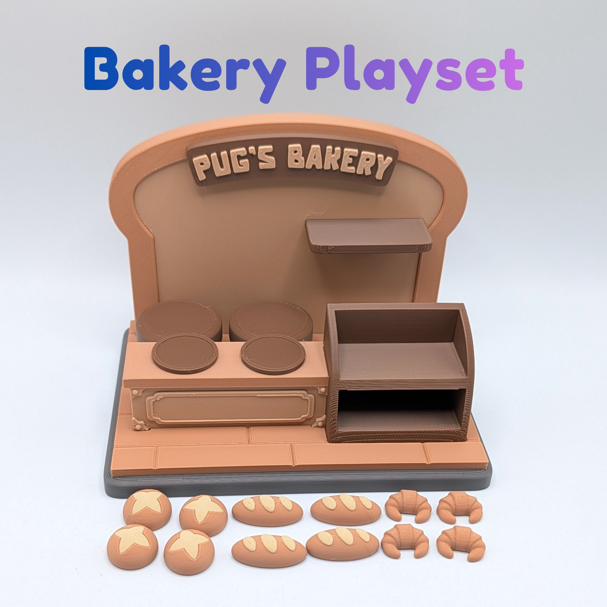 Flexi Pug Articulated Fidget Toy and Bakery Playset