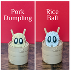 3D Printed Blob Dim Sum Dumplings Figure Set with Steamer Basket