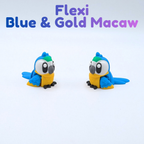 Articulated Jungle Birds and Park Playset - Flexi Toucan, Scarlet Macaw, Blue Macaw