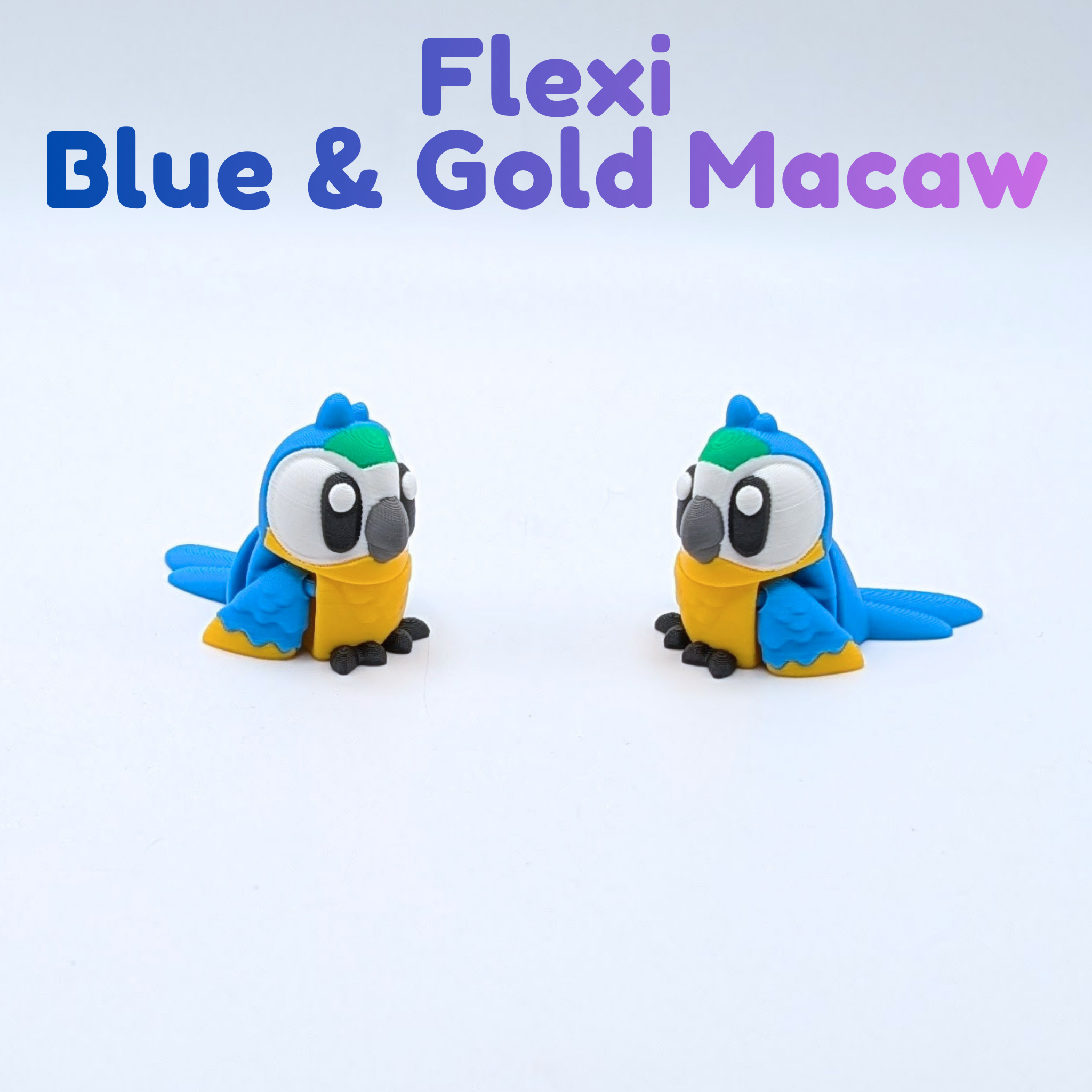 Articulated Jungle Birds and Park Playset - Flexi Toucan, Scarlet Macaw, Blue Macaw
