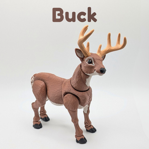 Articulated Buck and Doe Deer Fidget Toy - 3D Printed Woodland Desk Pet