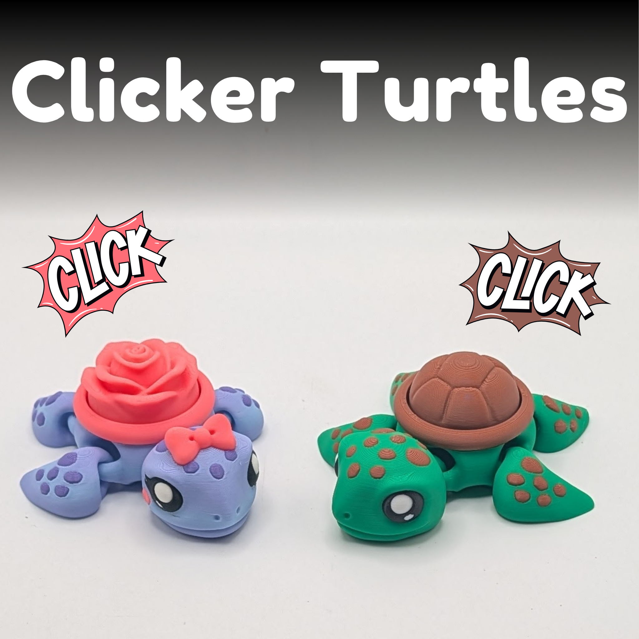 Articulated Clicker Turtle Fidget Toy with Mechanical Switch