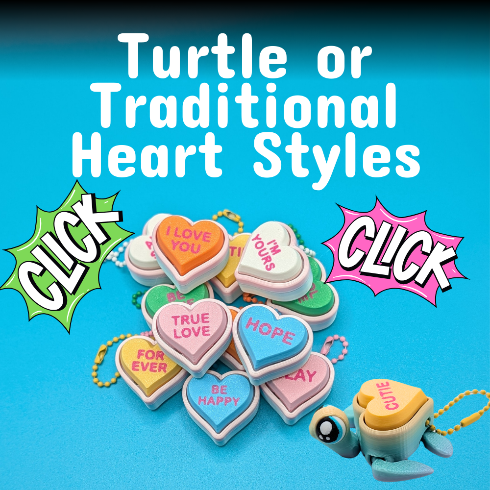 Conversation Heart Clicker Fidget Keychain