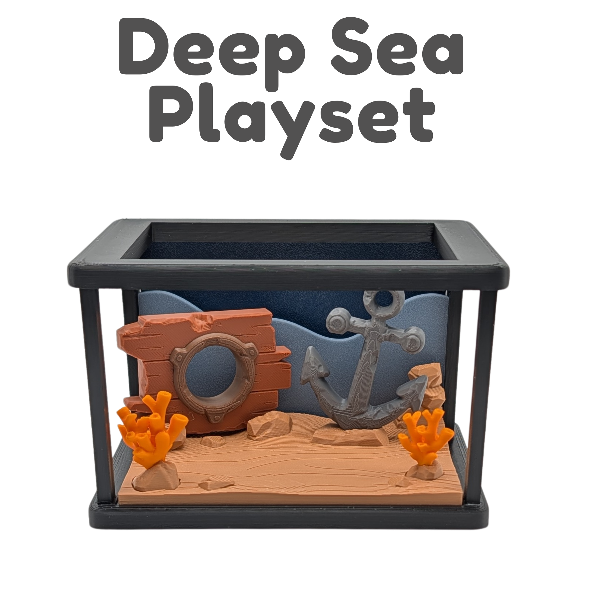 Flexi Shark & Whale Shark Fidget 3d Printed Toy, Deep Sea Playset Tank