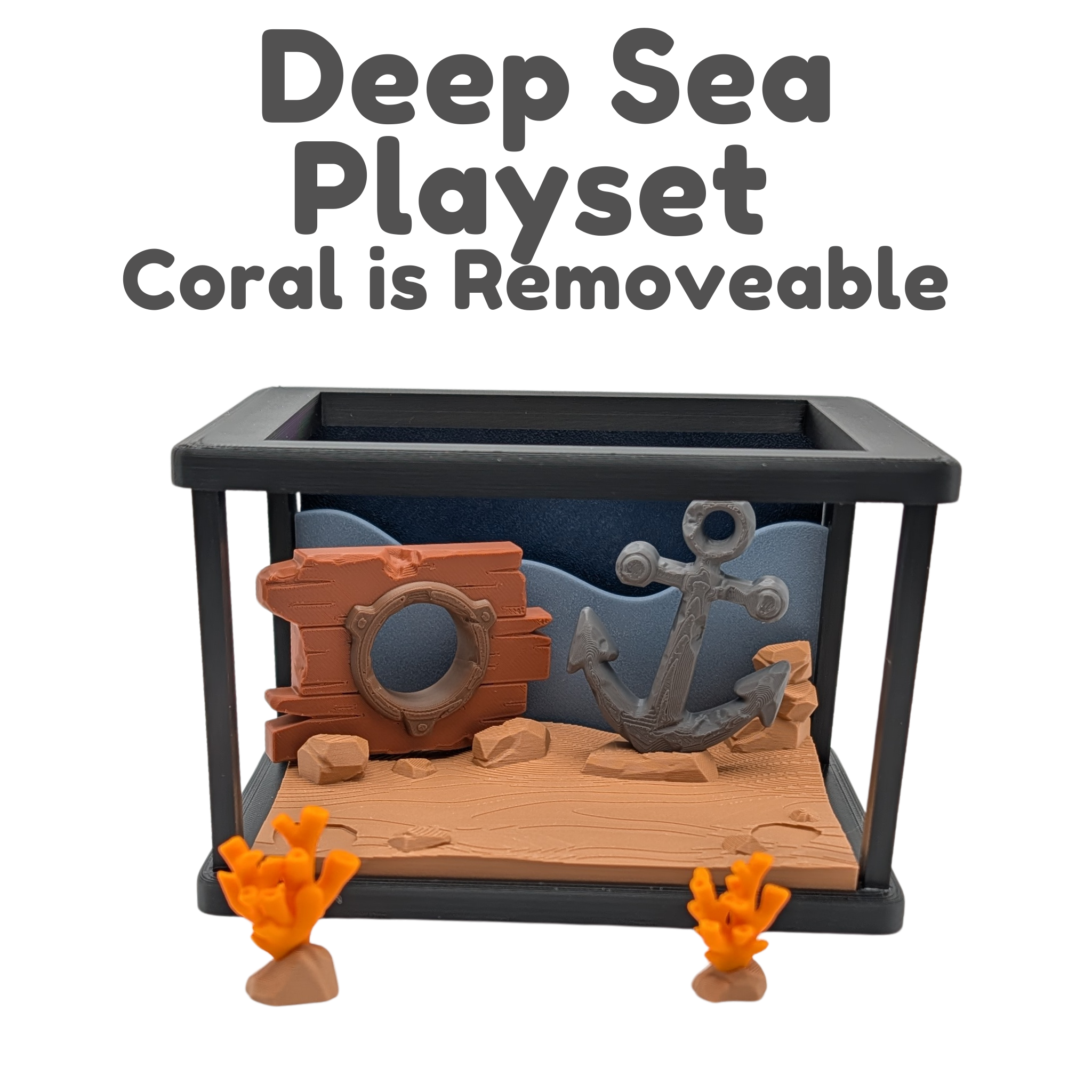 Flexi Shark & Whale Shark Fidget 3d Printed Toy, Deep Sea Playset Tank
