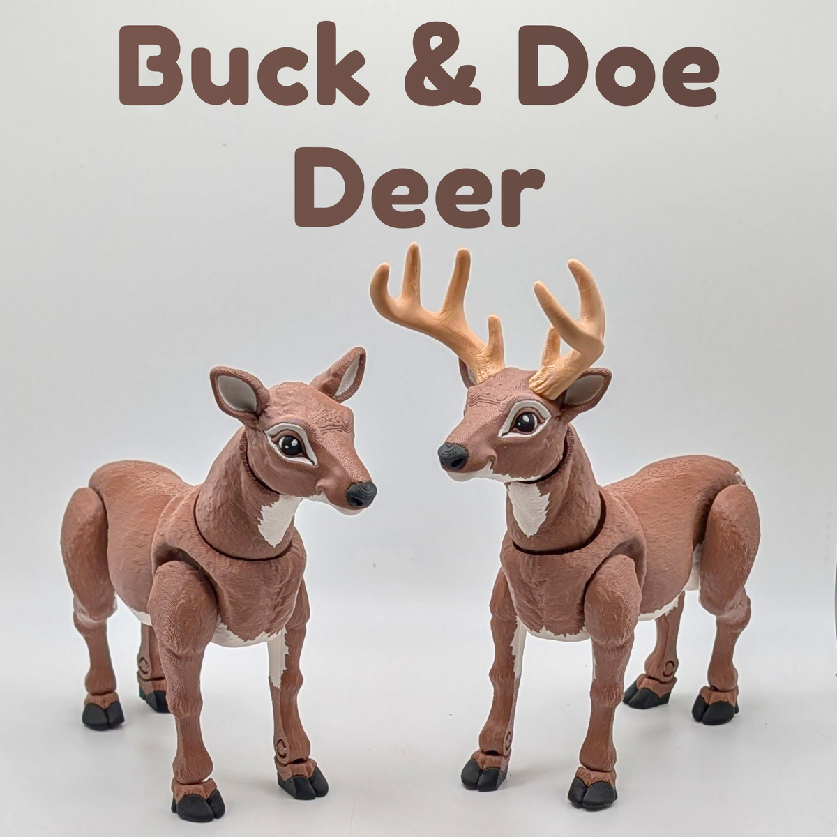 Articulated Buck and Doe Deer Fidget Toy - 3D Printed Woodland Desk Pet