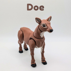Articulated Buck and Doe Deer Fidget Toy - 3D Printed Woodland Desk Pet