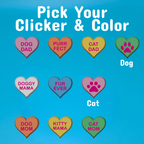 Dog & Cat Conversation Heart Clicker Fidget Keychain