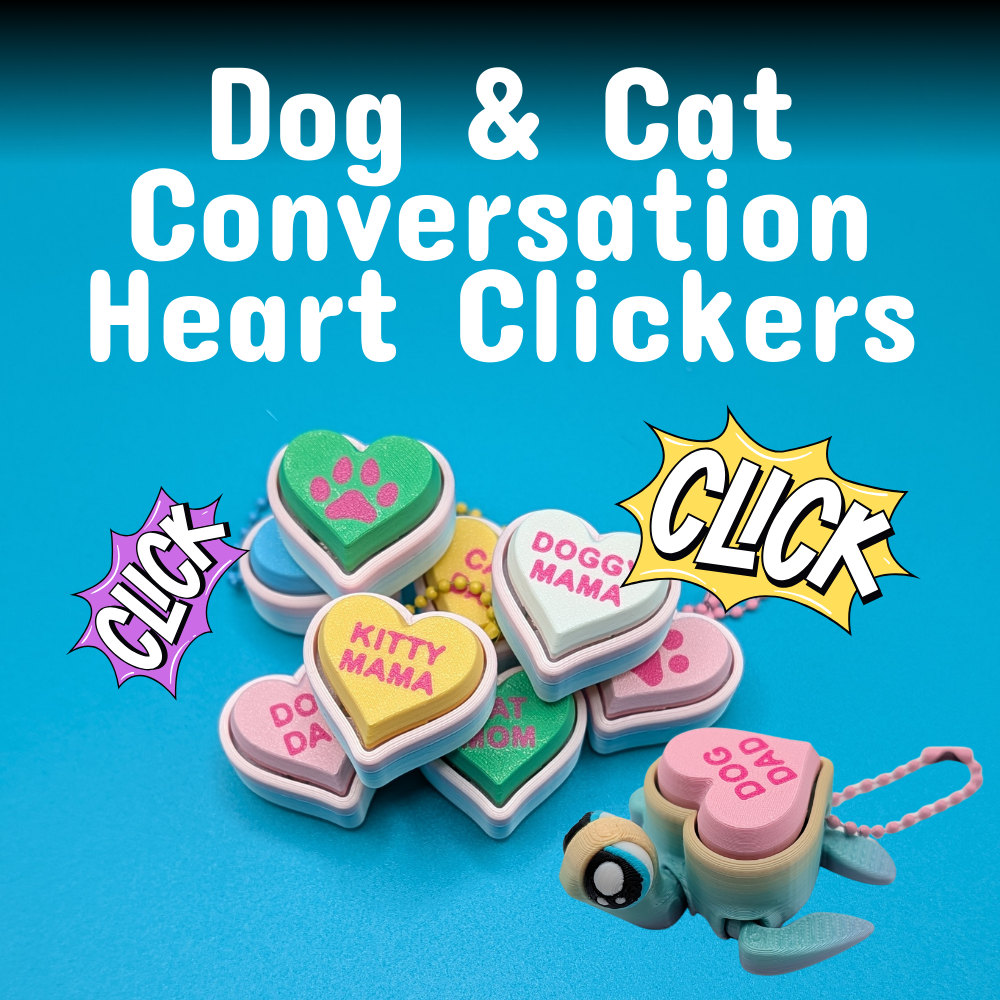 Dog & Cat Conversation Heart Clicker Fidget Keychain
