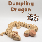 Articulated Dumpling Dragon and Steamer Basket Clicker Fidget - 3D Printed Kawaii Desk Pet