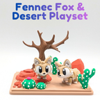 Articulated Fennec Fox and Desert Playset