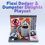 Articulated Flexi Badger Fidget Toy and Dumpster Playset