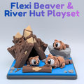 Flexi Beaver Articulated Fidgets and River Hut Playset