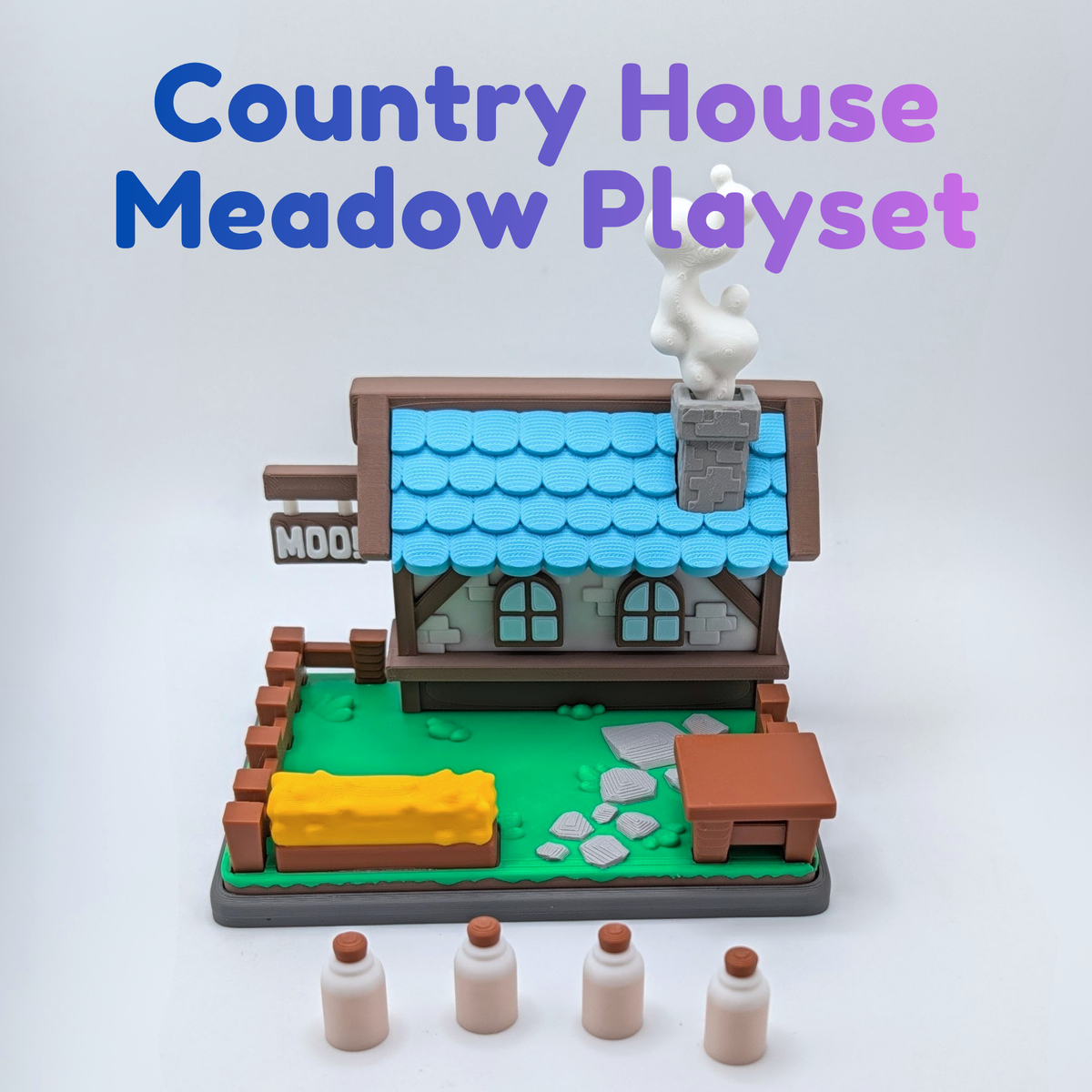 Articulated Cow Fidget Toy and Country House Playset