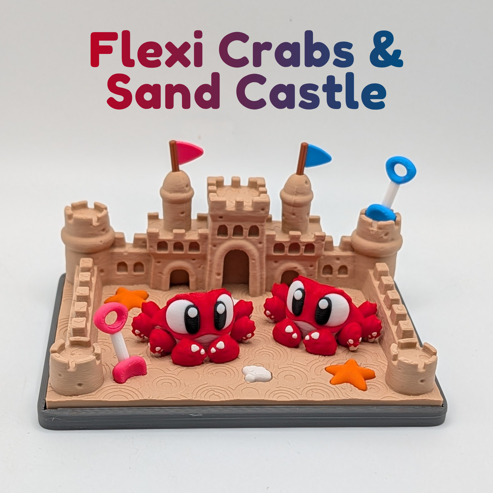 3D Printed Flexi Crab and Sand Castle Playset