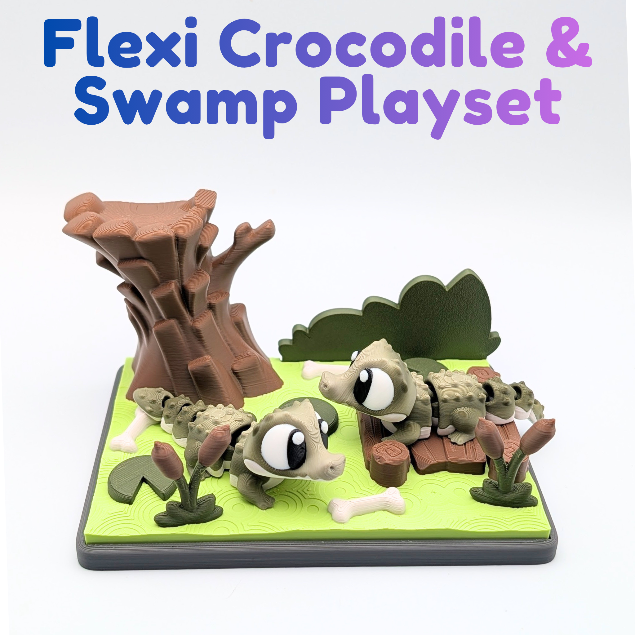 Flexi Crocodile Articulated Fidget and Swamp Playset