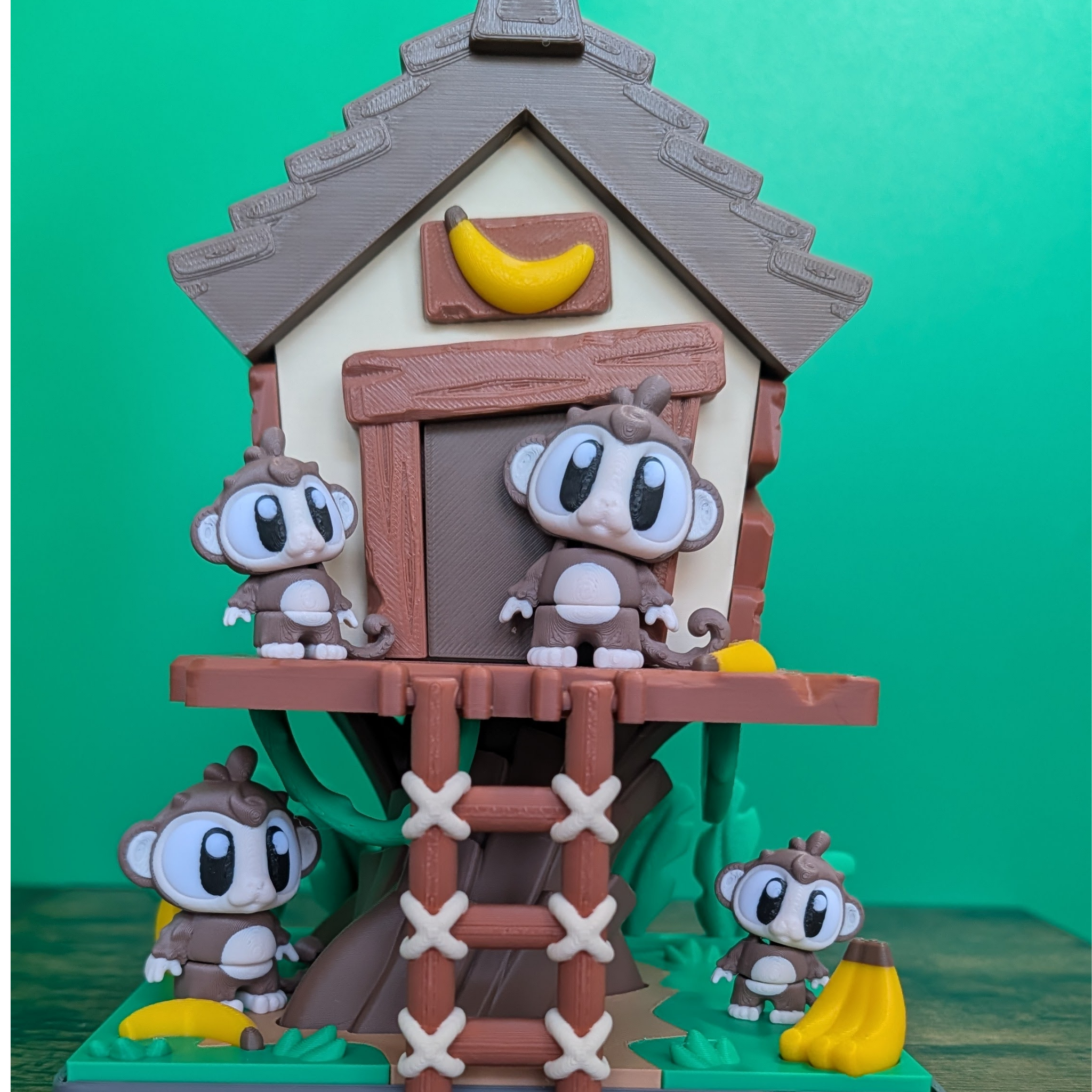 Flexi Monkey & Treehouse Playset