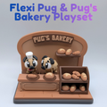 Flexi Pug Articulated Fidget Toy and Bakery Playset