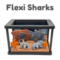 Flexi Shark & Whale Shark Fidget 3d Printed Toy, Deep Sea Playset Tank