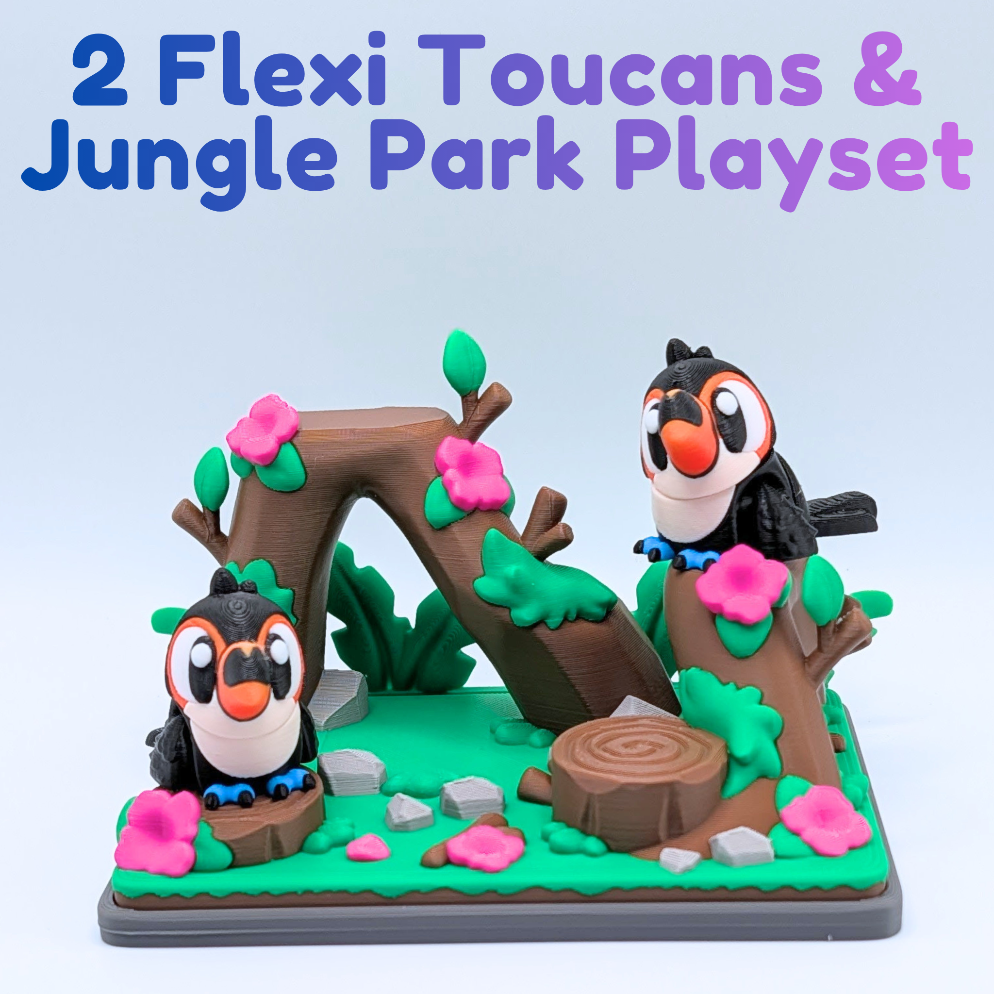 Articulated Flexi Toucan Fidget Toy & Jungle Park Playset
