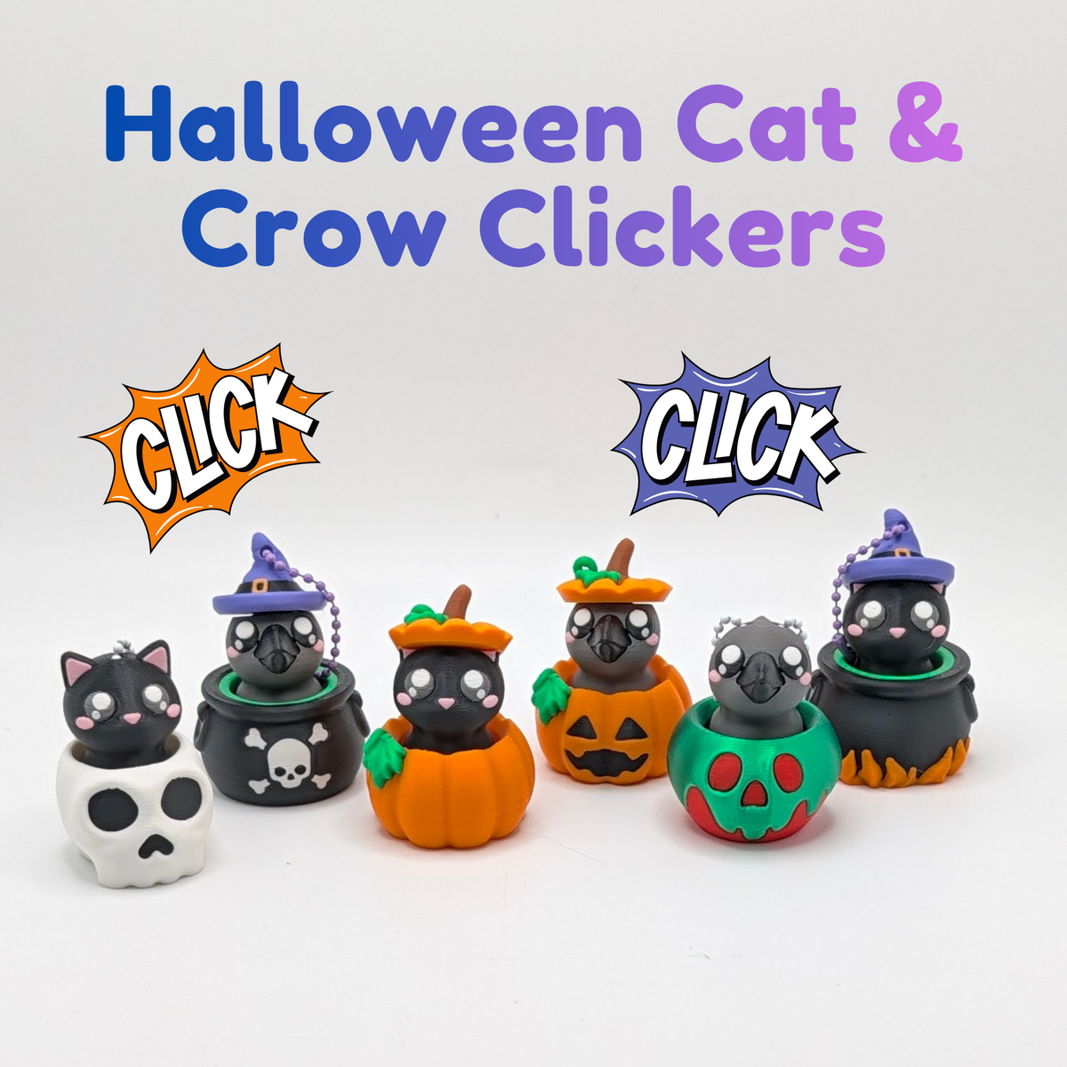 Halloween Cat and Crow Mechanical Clicker Fidget