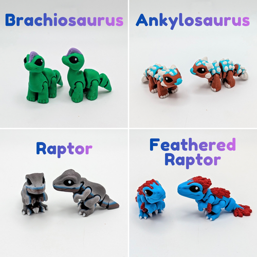 Articulated Dinosaur Fidget Hatchling with Optional Egg