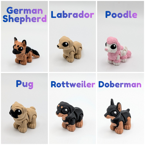 Articulated Dog Hatchlings Flexi Minis with Optional Egg