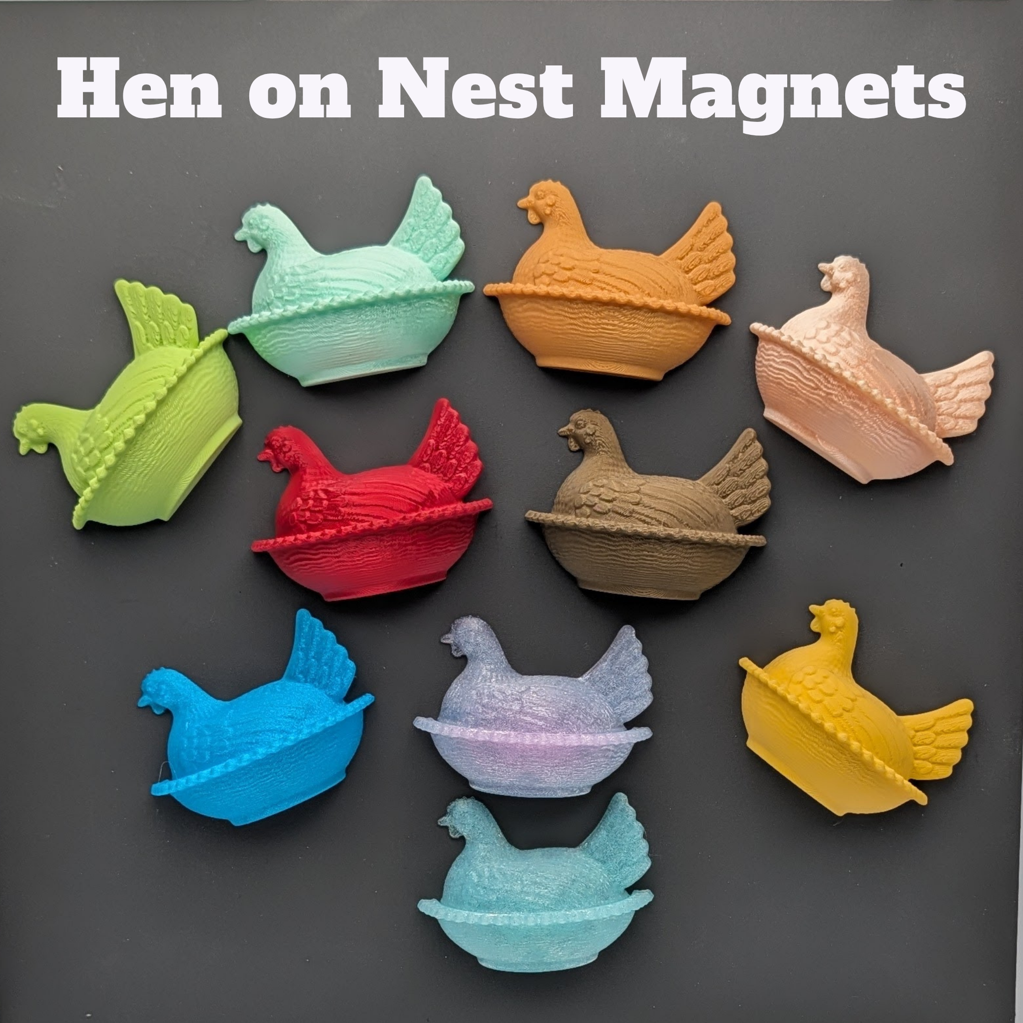 Hen on Nest Refrigerator Magnet - 3D Printed Vintage Style Kitchen Decor