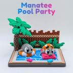 3D Printed Manatee Articulated Playset - Pool Party Desk Decor