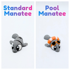 3D Printed Manatee Articulated Playset - Pool Party Desk Decor