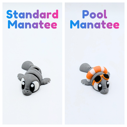 3D Printed Manatee Articulated Playset - Pool Party Desk Decor
