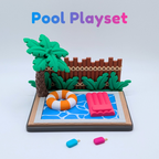 3D Printed Manatee Articulated Playset - Pool Party Desk Decor
