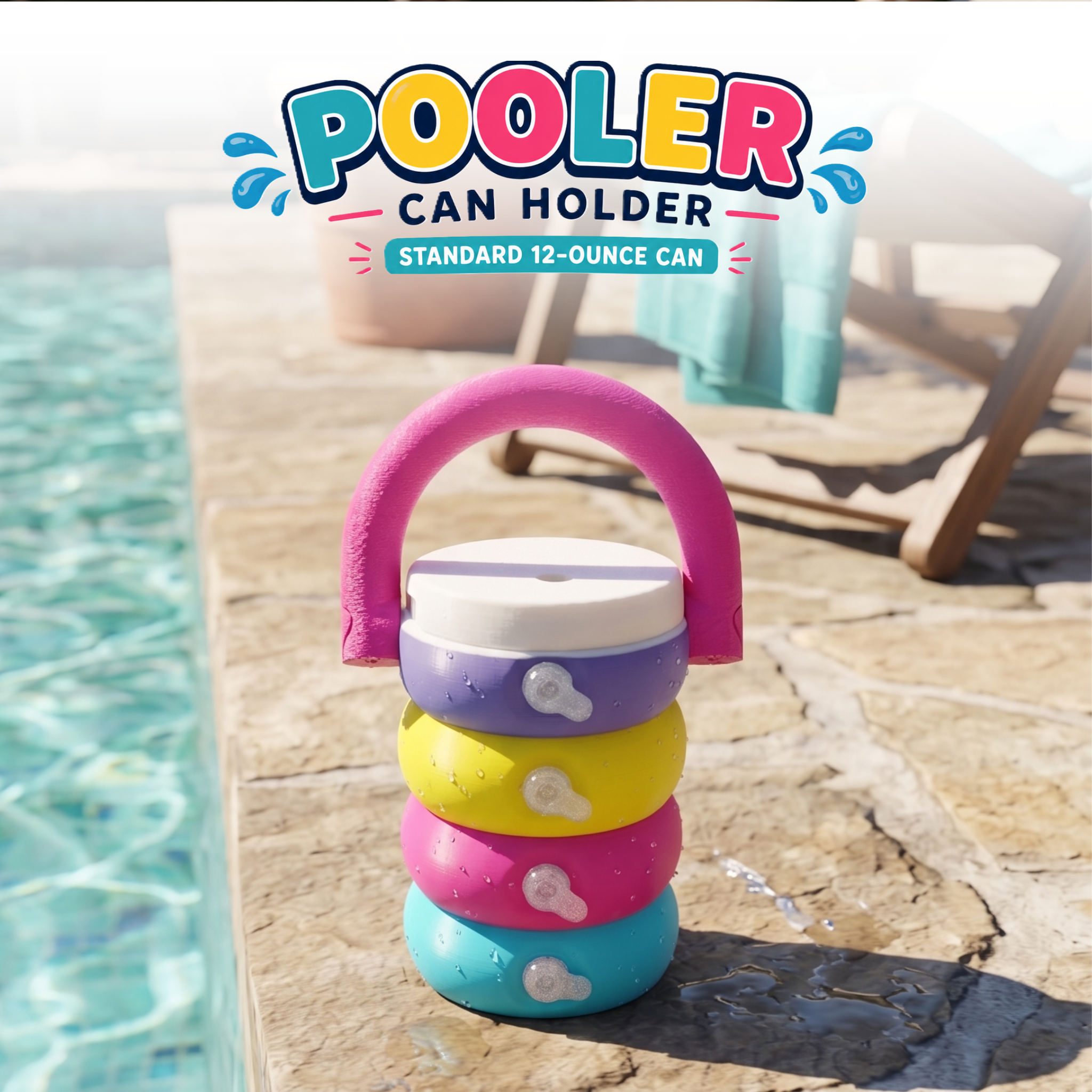 Pool Float Can Holder for 12oz Cans - 3D Printed Summer Drink Holder