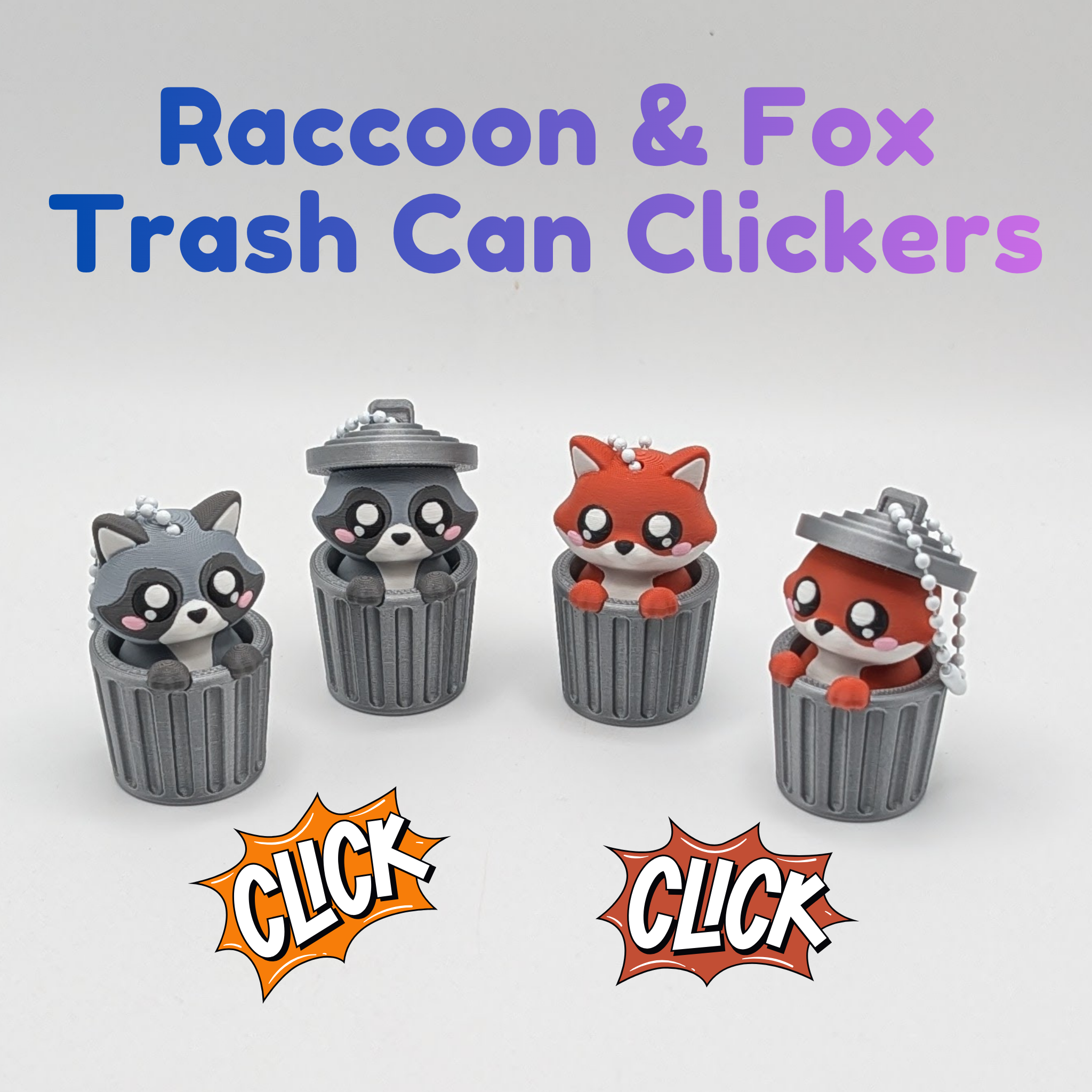 Trash Can Raccoon and Fox Clicker Fidget