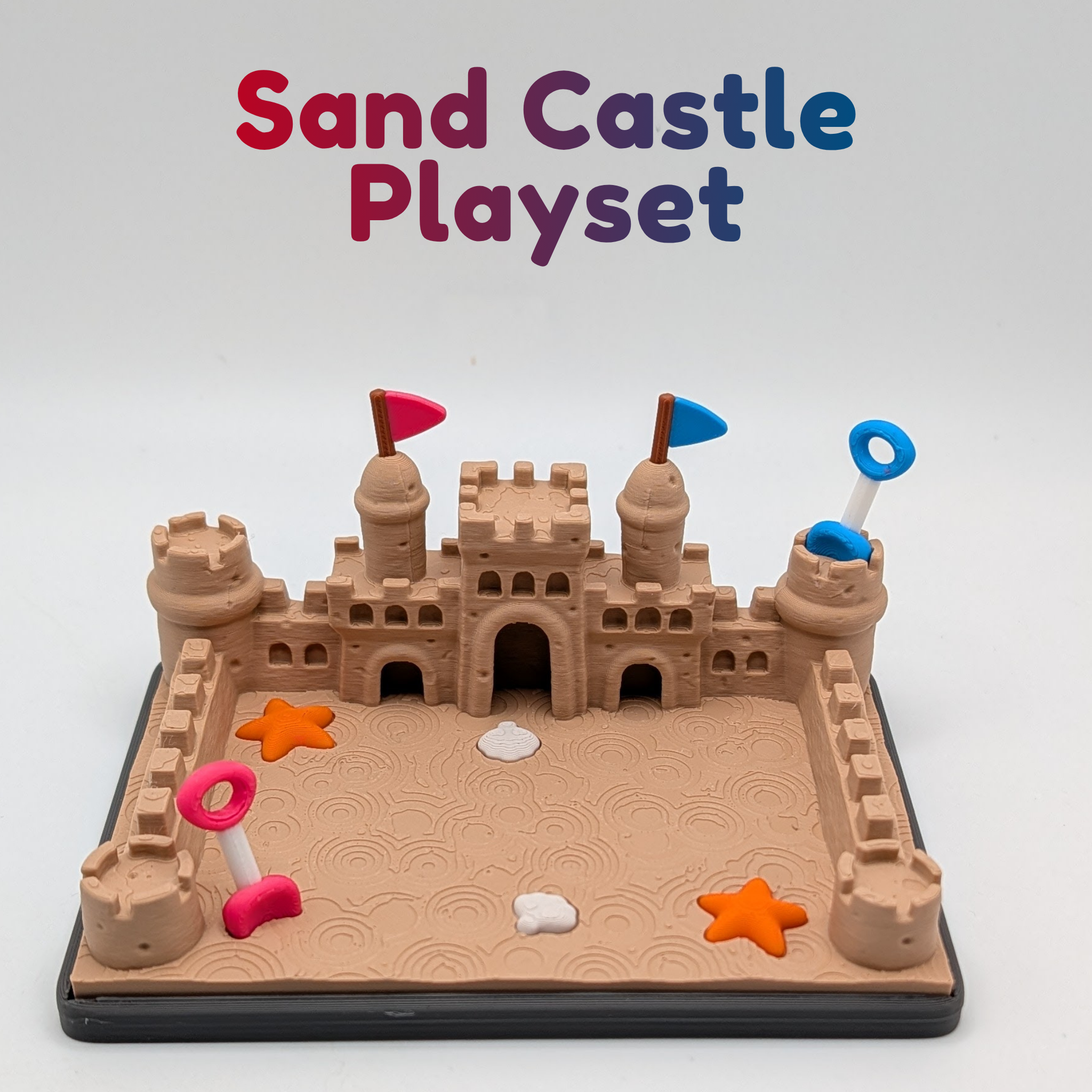 3D Printed Flexi Crab and Sand Castle Playset