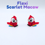 Articulated Jungle Birds and Park Playset - Flexi Toucan, Scarlet Macaw, Blue Macaw