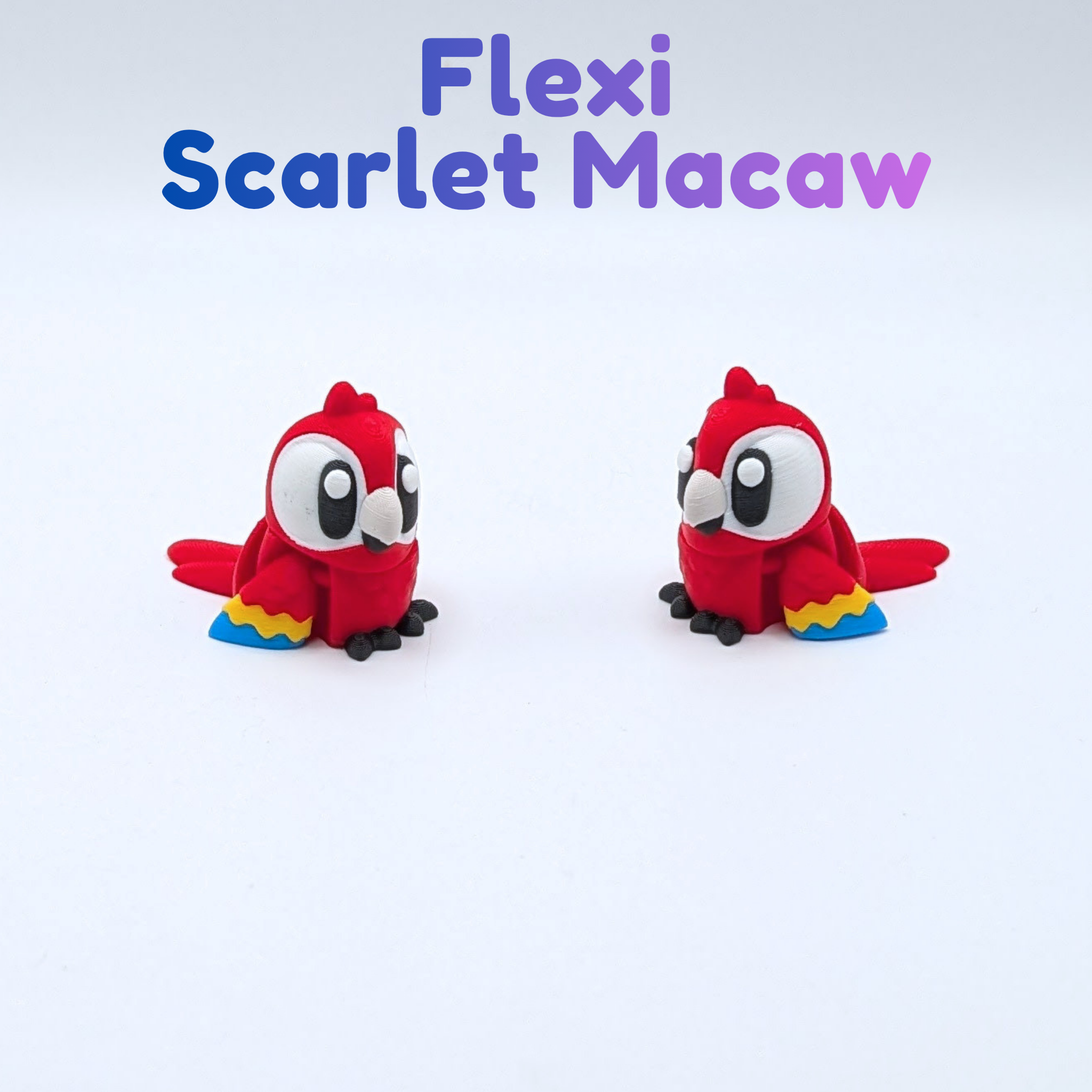 Articulated Jungle Birds and Park Playset - Flexi Toucan, Scarlet Macaw, Blue Macaw