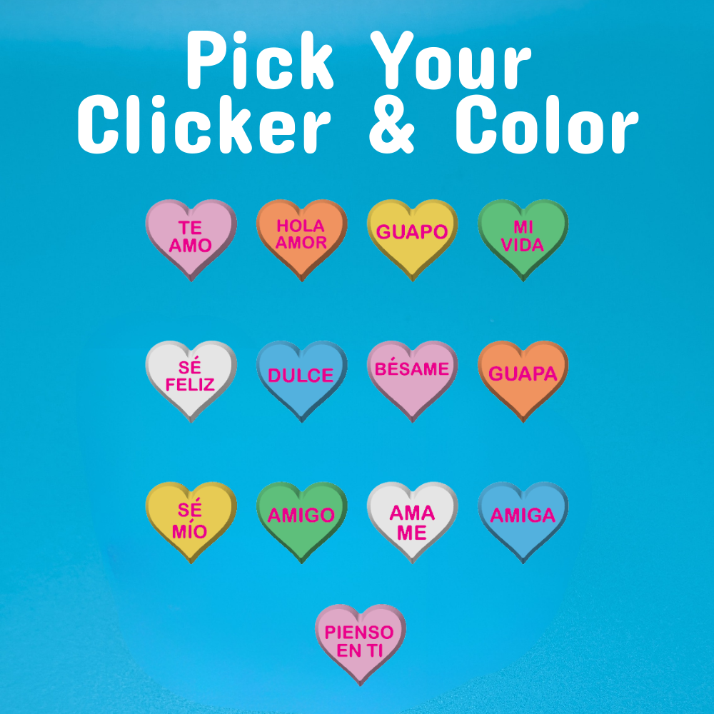 Spanish Conversation Heart Clicker Fidget Keychain