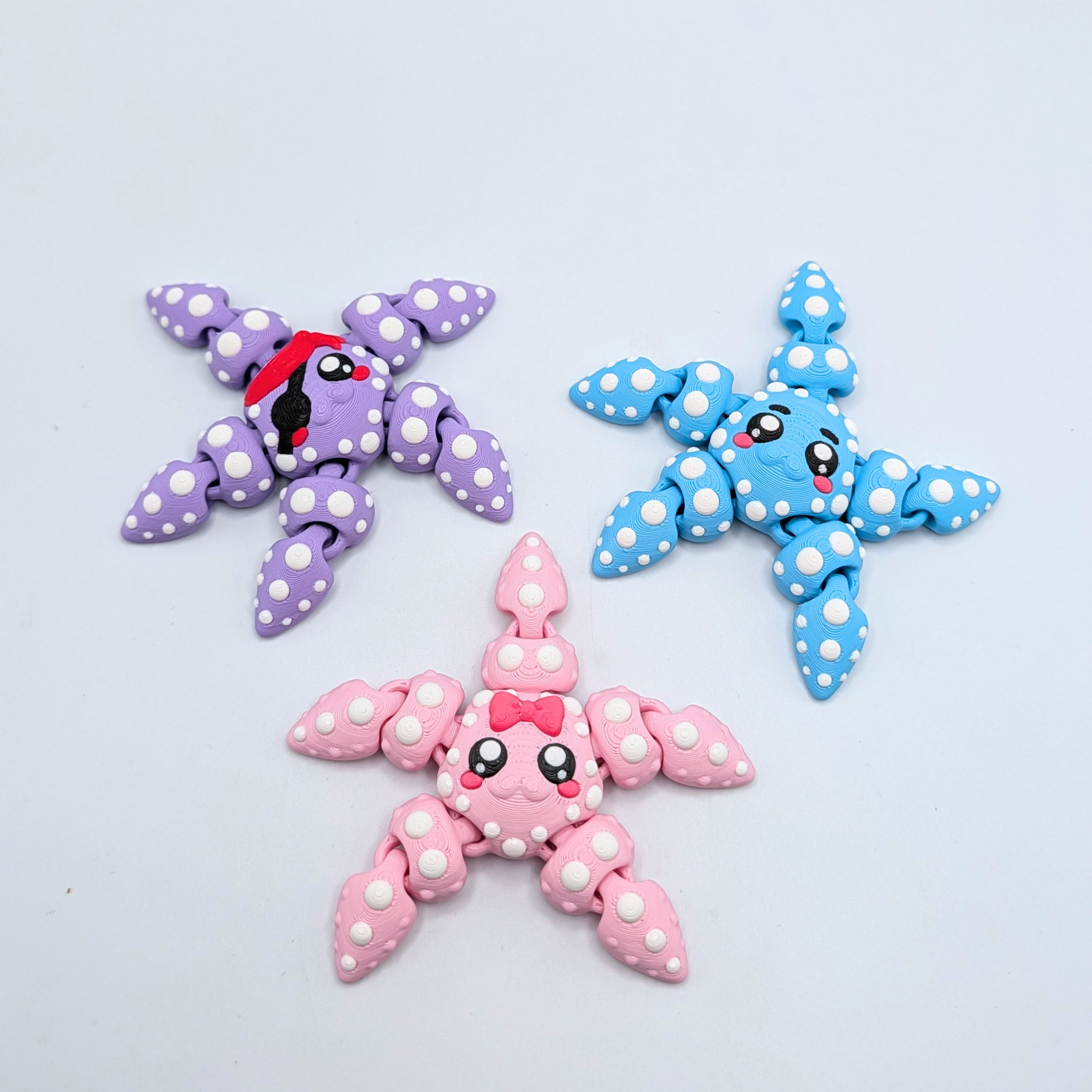 Articulated Starfish Fidget Toy – Pirate, Bow, Standard Styles